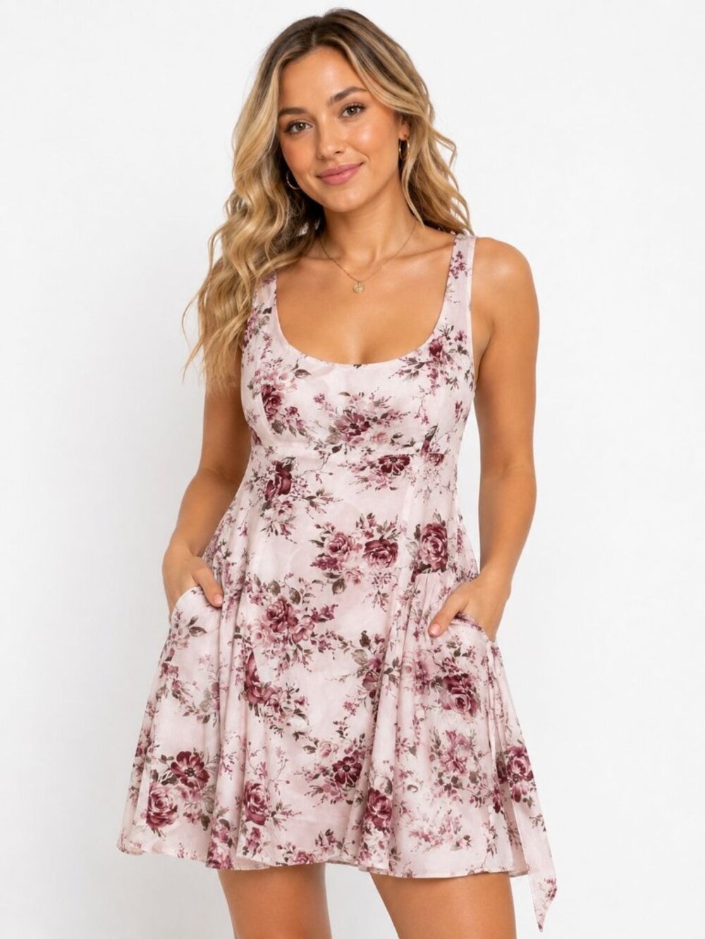 NWT Altard State XS Floral Ivory & Mauve Sleeveless Mini boho